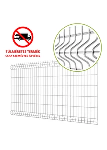 3D táblás kerítéselem 1530x2500 mm méretben, 55x200 mm osztással. 3,8 mm vastagságú horganyzott acélhuzalokkal, időjárásálló és masszív kialakítás kültéri és ipari felhasználásra.