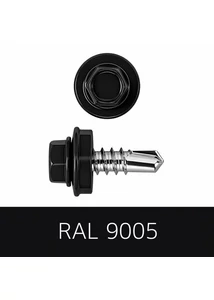 Önfúrós hatlapfejű csavar 4,8x19 DIN7504/K EPDM RAL9005 mélyfekete