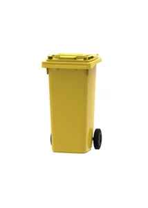 Háztartási kuka kerékkel, 120 literes, sárga