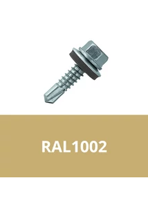 Önfúrós hatlapfejű csavar 4,8x19mm DIN7504/K EPDM alátéttel RAL1002 (Homoksárga)