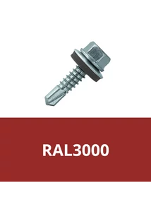 Önfúrós hatlapfejű csavar 4,8x19mm DIN7504/K EPDM alátéttel RAL3000 (Tűzpiros)