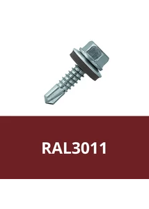 Önfúrós hatlapfejű csavar 4,8x19mm DIN7504/K EPDM alátéttel RAL3011 (Barnásvörös)