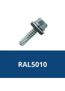 Önfúrós hatlapfejű csavar 4,8x19mm DIN7504/K EPDM alátéttel RAL5010 (Enciánkék)