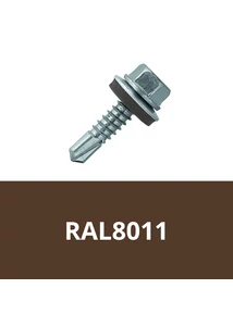 Önfúrós hatlapfejű csavar 4,8x19mm DIN7504/K EPDM alátéttel RAL8011 (Mogyoróbarna)