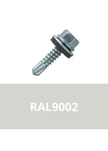 Önfúrós hatlapfejű csavar 4,8x19mm DIN7504/K EPDM alátéttel RAL9002 (Szürkésfehér)