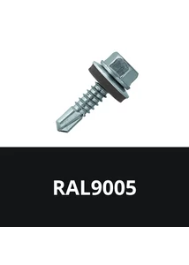 Önfúrós hatlapfejű csavar 4,8x19mm DIN7504/K EPDM alátéttel RAL9005 (Mélyfekete)