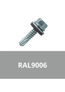 Önfúrós hatlapfejű csavar 4,8x19mm DIN7504/K EPDM alátéttel RAL9006 (Fehér-Alu)