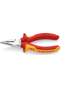 Knipex elektromos szigetelt hegyes kombinált fogó többkomponensű burkolattal, fazettás vágóéllel 145mm