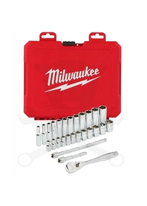 Milwaukee DUGÓKULCS készlet racsnis metrikus méret, 28 részes 1/4": 5-15mm