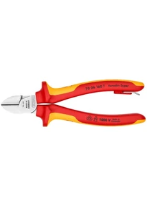 Knipex elektromos szigetelt oldalcsípőfogó többkomponensű burkolattal, fazettás vágóéllel 160mm