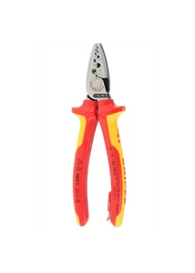 Knipex elektromos szigetelt krimpelőfogó többkomponensű burkolattal 180mm, 0,25-16mm érvéghüvelyekhez