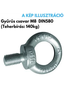Gyűrűs csavar M8 DIN580, teherbírás: 140kg