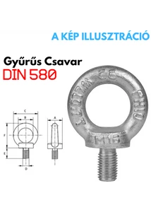 Gyűrűs csavar M6 DIN580, teherbírás: 90 kg