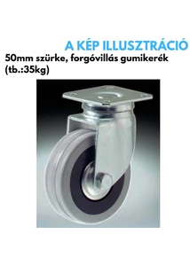 Kerék 50 mm tömörgumi forgó villás szürke – 35 kg teherbírás