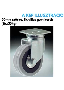 Kerék 50mm tömörgumi fix villás szürke, teherbírás: 35kg