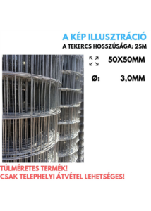FIX osztású ponthegesztett tekercses kerítés 100cm magasságú, 50x50mm osztással 3,0mm anyagvastagsággal (100-050-20-3,0)
