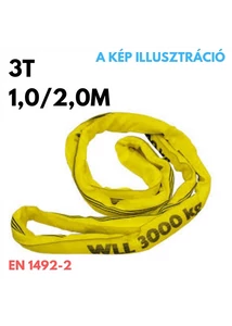 Emelőkötél-körkötél EN1942-2 teherbírás: 3T, hosszúság: 1,0/2,0m