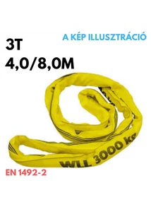 Emelőkötél-körkötél EN1942-2 teherbírás: 3T, hosszúság: 4,0/8,0m