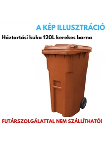 Háztartási kuka kerékkel, műanyag 120L barna
