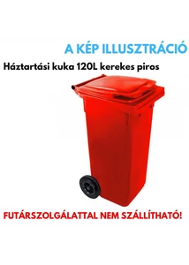 Háztartási kuka kerékkel, műanyag 120L piros