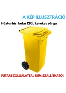 Háztartási kuka kerékkel, műanyag 120L sárga