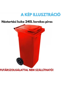 Háztartási kuka 240L kerekes piros 14742