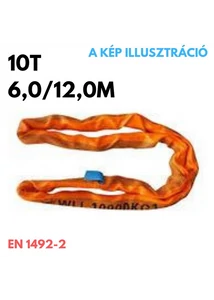 Emelőkötél-körkötél EN1942-2 teherbírás: 10T, hosszúság: 6,0/12,0m