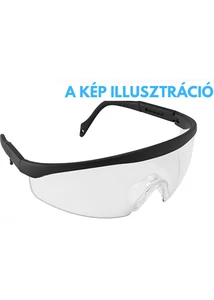 Víztiszta védőszemüveg fekete kerettel munkavégzéshez