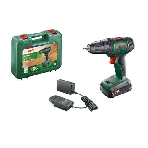 Bosch UniversalDrill akkus fúrócsavarozó 18V 40 Nm, 1 db 2,5 Ah akkumulátorral, kofferes kiszerelésben