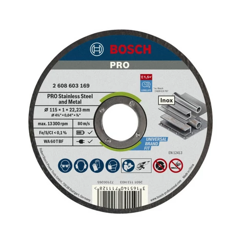 Bosch vágókorong fémhez és inoxhoz 115×1 mm (2608626112)