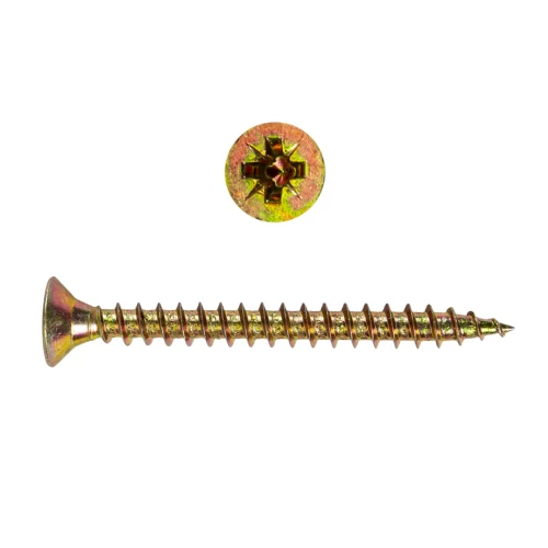 Süllyesztettfejű forgácslapcsavar 4x33 mm PZ2 sárgára passzivált
