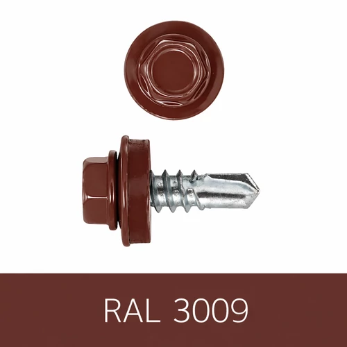 Önfúrós hatlapfejű csavar 4,8x19 DIN7504/K EPDM RAL3009 oxidvörös