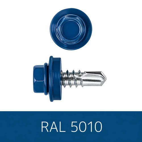 Önfúrós hatlapfejű csavar 4,8x19 DIN7504/K EPDM RAL5010 enciánkék