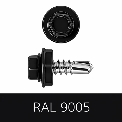 Önfúrós hatlapfejű csavar 4,8x19 DIN7504/K EPDM RAL9005 mélyfekete