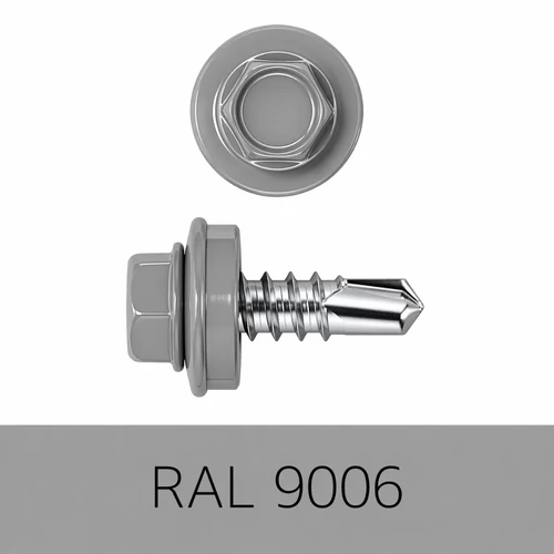 Önfúrós hatlapfejű csavar 4,8x19 DIN7504/K EPDM RAL9006 fehér-alu