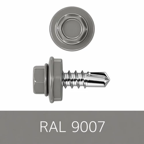 Önfúrós hatlapfejű csavar 4,8x19 DIN7504/K EPDM RAL9007 szürke-alu