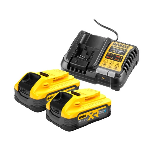 DeWalt akkumulátor szett 18V Powerstack 2×5,0 Ah akkumulátorral és töltővel