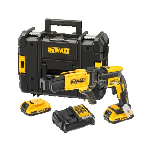 DeWalt 18V XR gipszkartoncsavarozó 2×2,0 Ah akkuval, táradagolóval T-STAK kofferben
