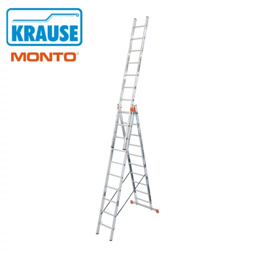 KRAUSE Monto Tribilo sokcélú létra 3x10 fokos alumíniumból, többfunkciós kivitelben