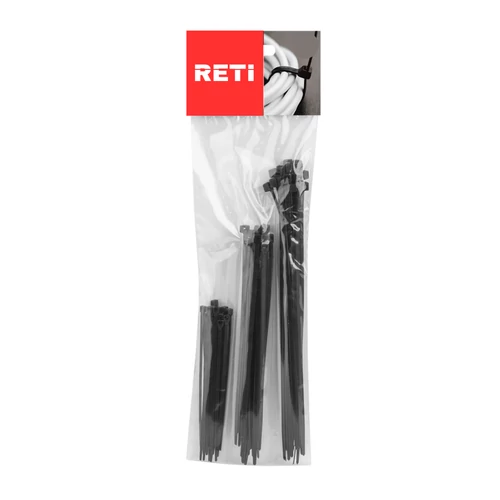 Kábelkötegelő szett fekete 2,5×100/3,6×150/3,6×200 mm (60 db)