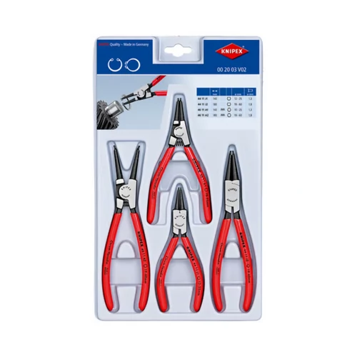 KNIPEX zégergyűrű fogó készlet – 4 részes, belső-külső gyűrűkhöz