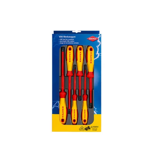 KNIPEX szigetelt csavarhúzó készlet – 6 részes VDE tanúsítvánnyal, ergonomikus markolattal, professzionális villanyszerelési munkákhoz