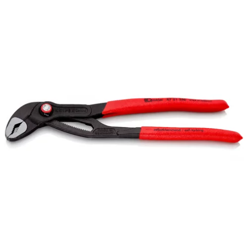KNIPEX Cobra® QuickSet vízpumpa-fogó 250 mm – gyorsbeállítás, csúszásmentes markolat, 2” csőkapacitás, polírozott fej, szürke foszfátozott kivitel