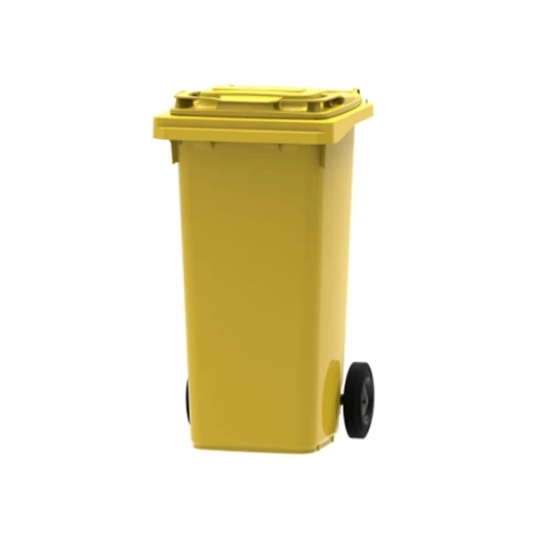 Háztartási kuka kerékkel, 120 literes, sárga