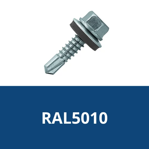 Önfúrós hatlapfejű csavar 4,8x19mm DIN7504/K EPDM alátéttel RAL5010 (Enciánkék)