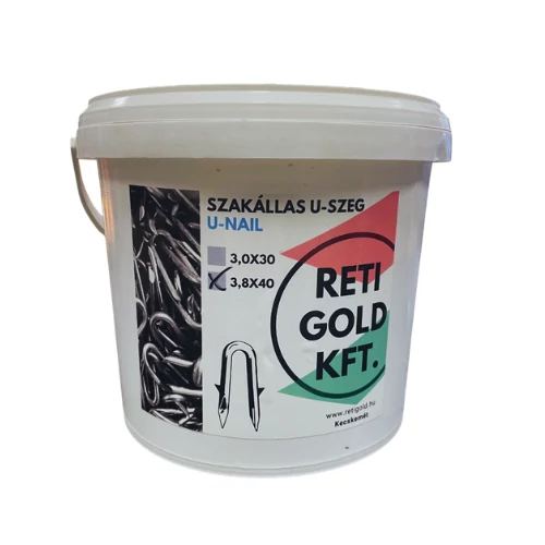 Szakállas horganyzott U-szög 3,8×40 mm, 5 kg kiszerelésben