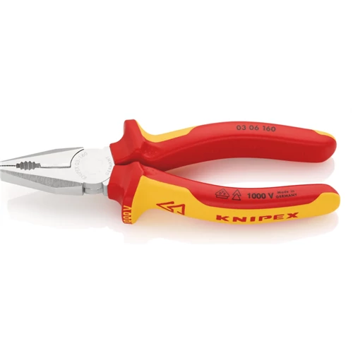 KNIPEX szigetelt kombinált fogó 160 mm, fazettás vágóéllel, VDE engedéllyel