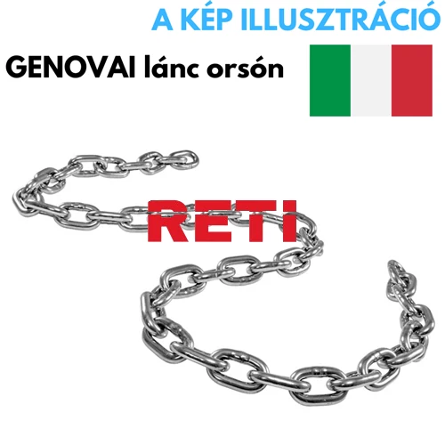 Genovai lánc orsón 7,5 mm (26) horganyzott acélból, 600 kg teherbírással, 25 m hosszban