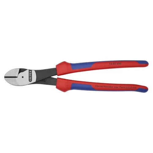 Knipex erő kímélő oldalcsípőfogó többkomponensű burkolattal,  fazettás vágóéllel 250mm