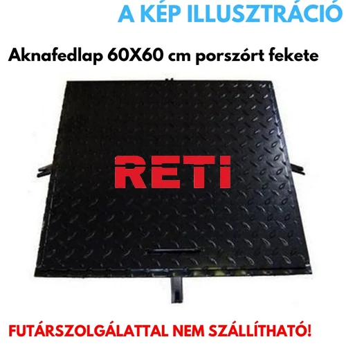 Aknafedlap 60x60 cm porszórt fekete kivitel